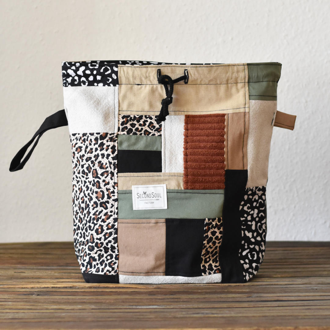 Großer Projektbeutel zum stricken. Patchwork Upcycling