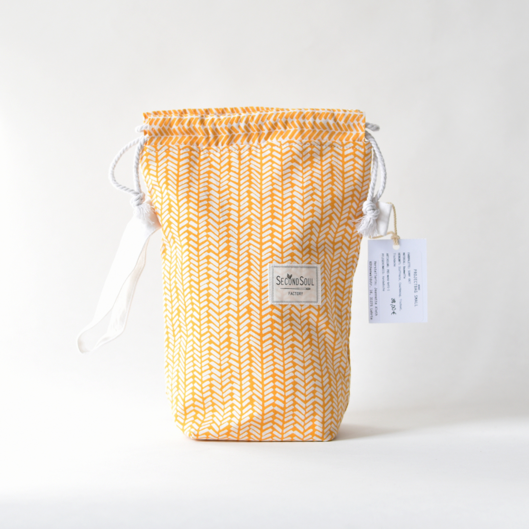 Stricktasche für Socken gelb