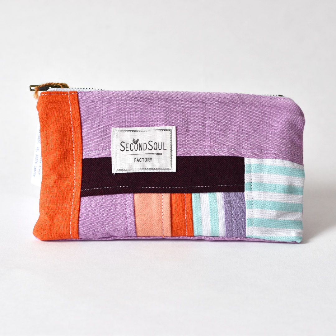 Patchwork Tasche in orange und Flieder aus Stoffresten