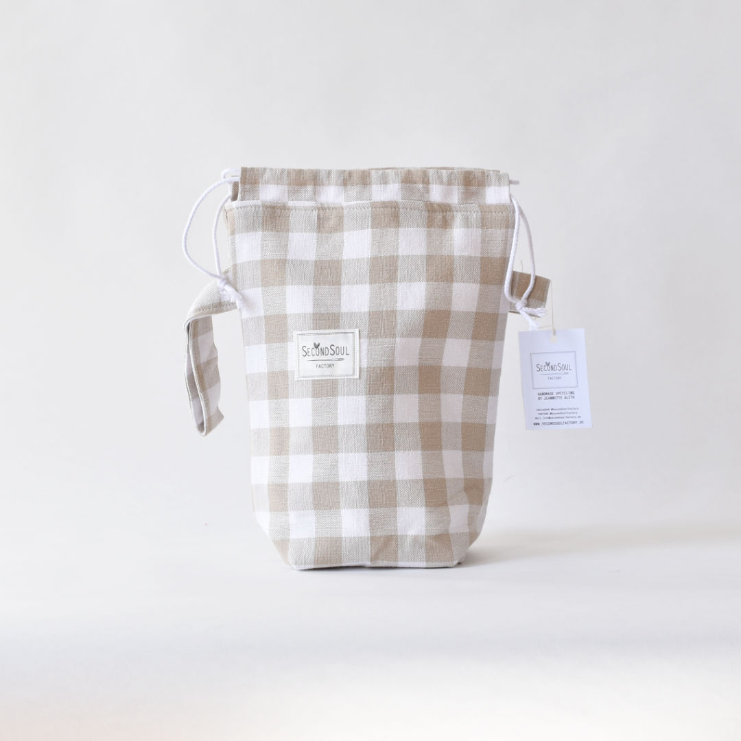 Strickprojektbeutel MONO PROJECTBAG SMALL beige gingham