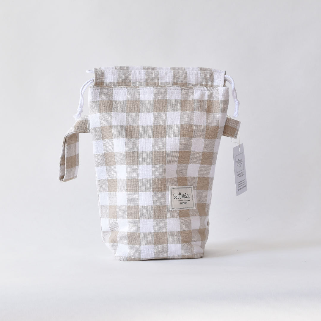 Gingham Strickprojekttasche