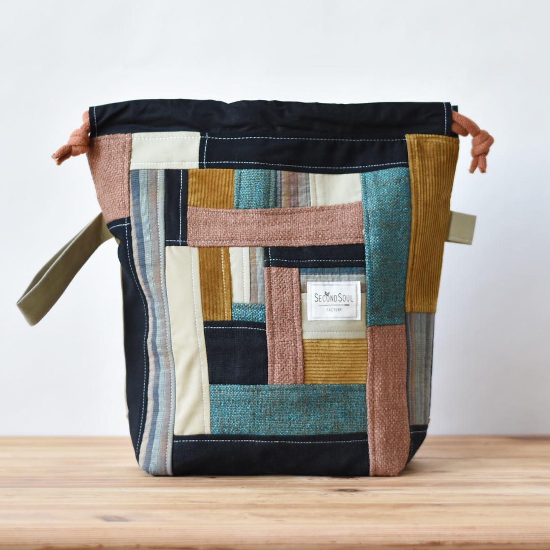 Patchwork-Stricktasche groß